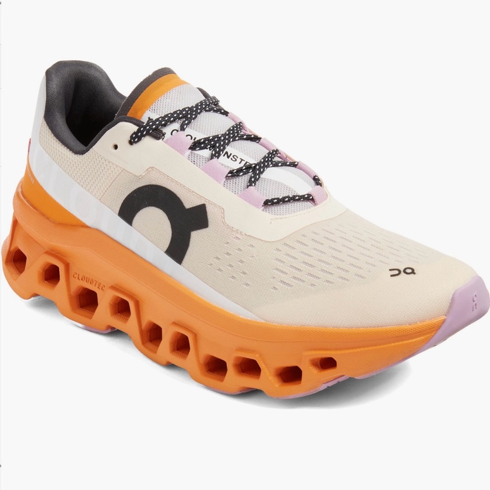 On Running Women's Cloudmonster Running Shoes - Cream and Orange